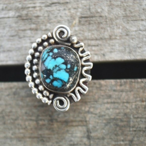 Old Blue Lander Dead Pawn Sterling Silver Ring 925 - Picture 6 of 7